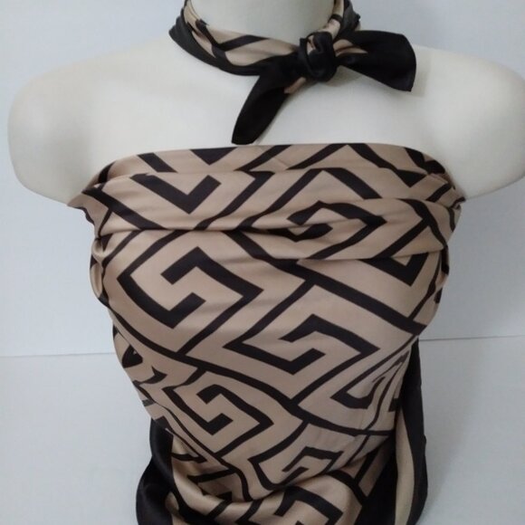 Aldo Brown Tan Square Silk Scarf - Picture 11 of 11